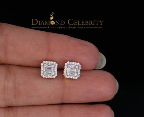 DiamondCelebritees 925 Hip Hop White Sterling Silver 0.64ct Cubic Zirconia Women's Square Earrings