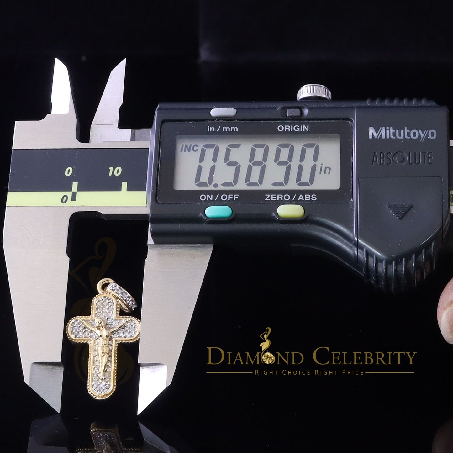 DiamondCelebritees Real 0.25ct Diamond Sterling Silver Yellow Cross Pendant