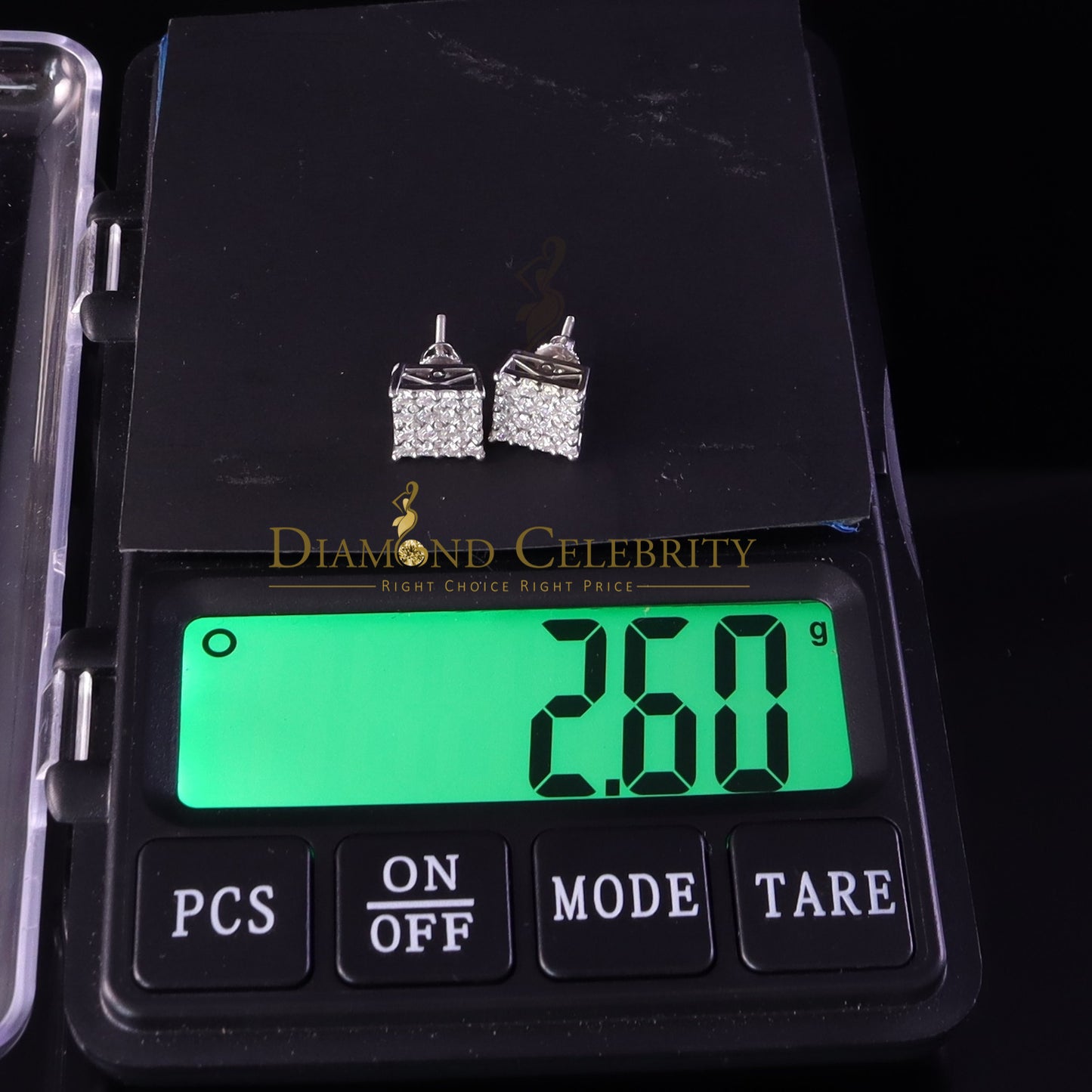 Diamondcelebritees Men's/Womens 925 Silver White 1.00ct VVS 'D' Moissanite Square Stud Earrings
