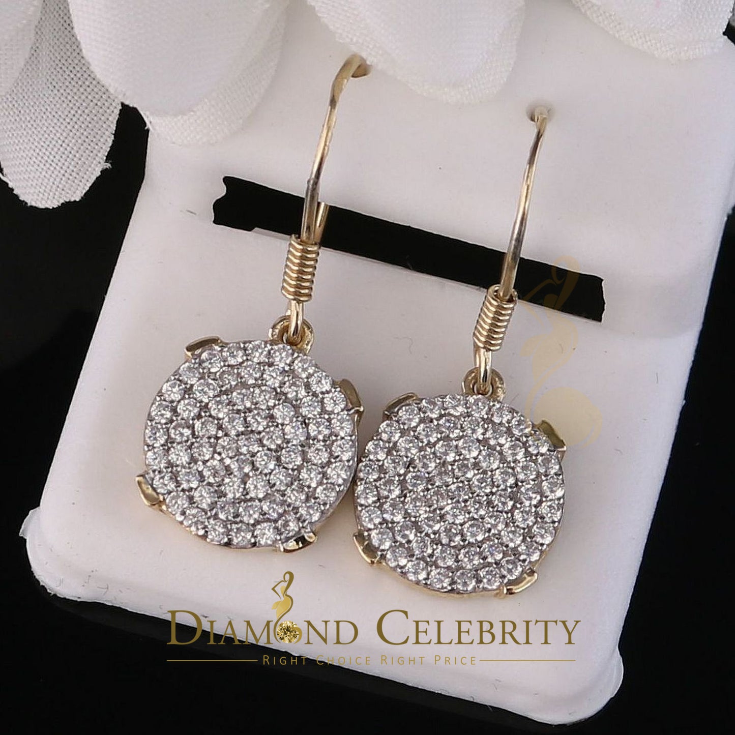DiamondCelebritees Yellow 1.53ct Sterling 925 Silver Round Dangling Hip Hop Women's Fashion Earring