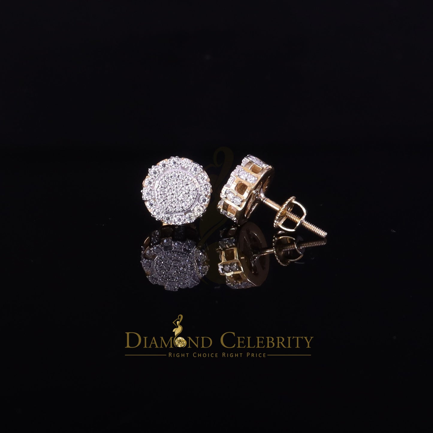 DiamondCelebritees 925 Silver Yellow 0.50ct VVS 'D' Moissanite Men's/Womens Round Stud Earrings