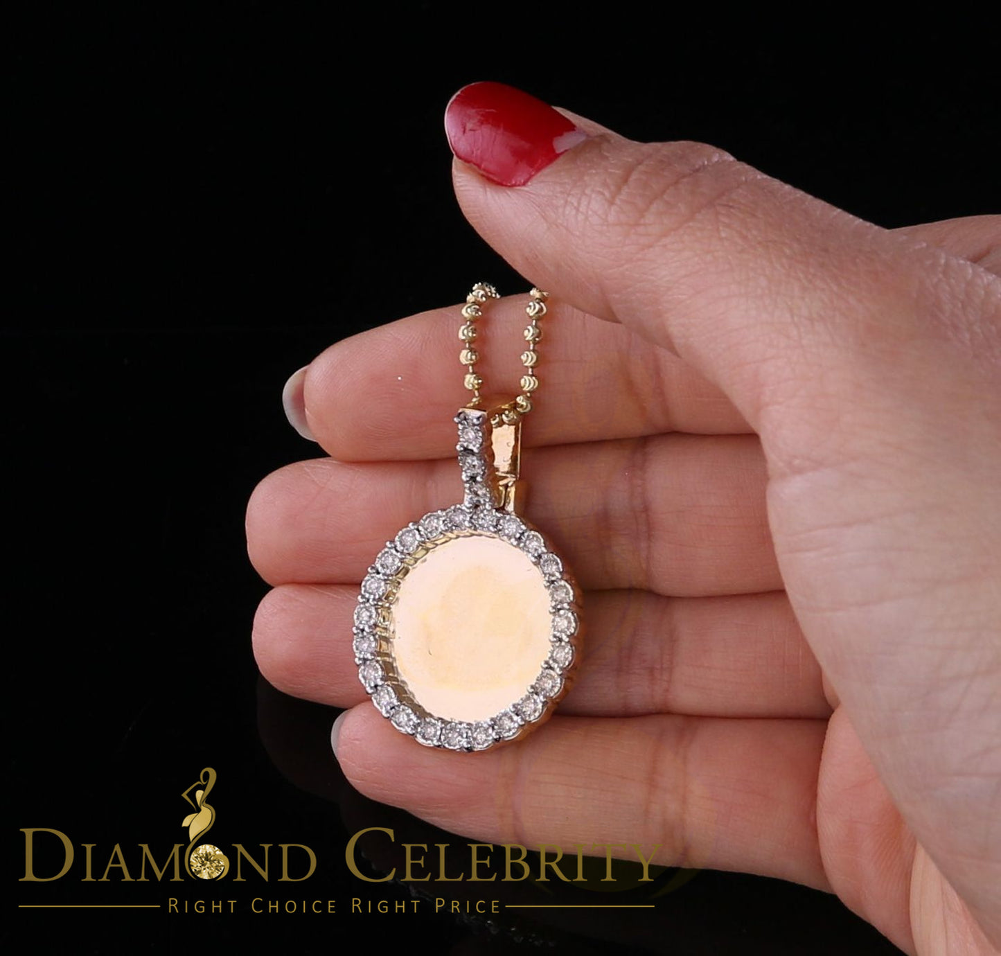 DiamondCelebritees Real 0.50ct Diamond Sterling Silver 1" PICTURE Charm FAshion Yellow Pendant