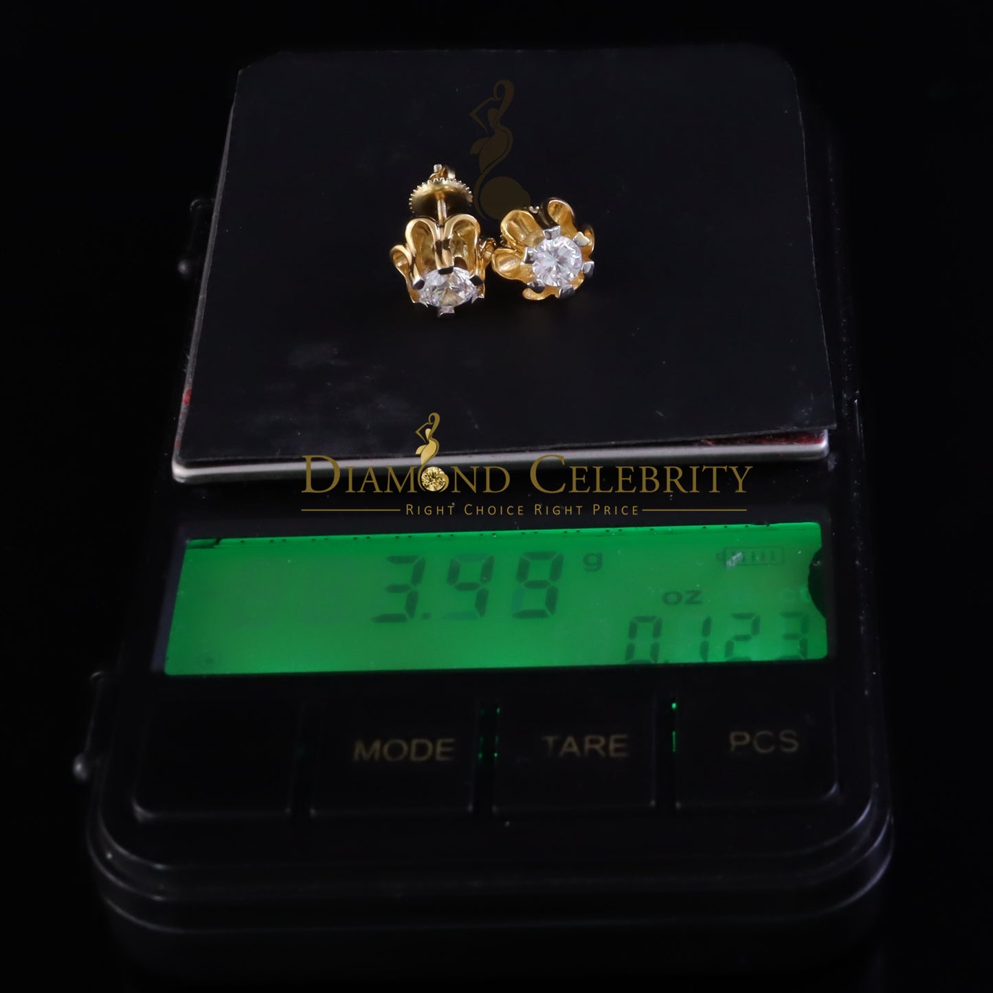 DiamondCelebritees 925Cubic Zirconia Round Shape Yellow Silver Buttercup Stud 1.00ct Earrings Women