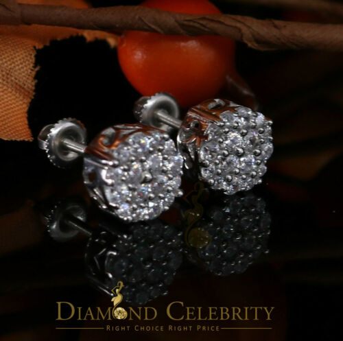 DiamondCelebritees 925 White Silver Sterling 0.87ct Cubic Zirconia Round Women's Stud Earrings