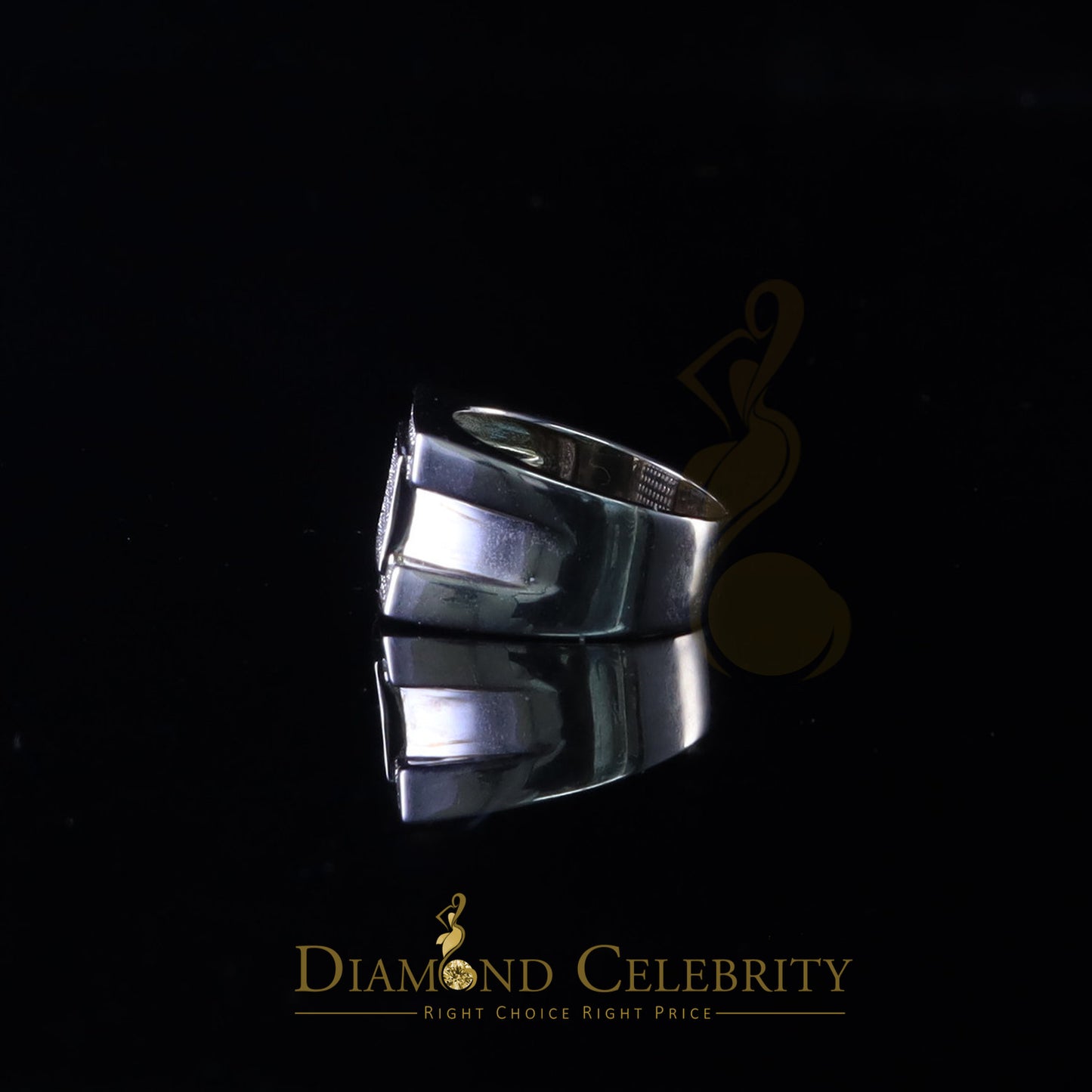 DiamondCelebritees White 925 Silver 0.85ct Cubic Zirconia Engagement Rectangle Men Rings Size10