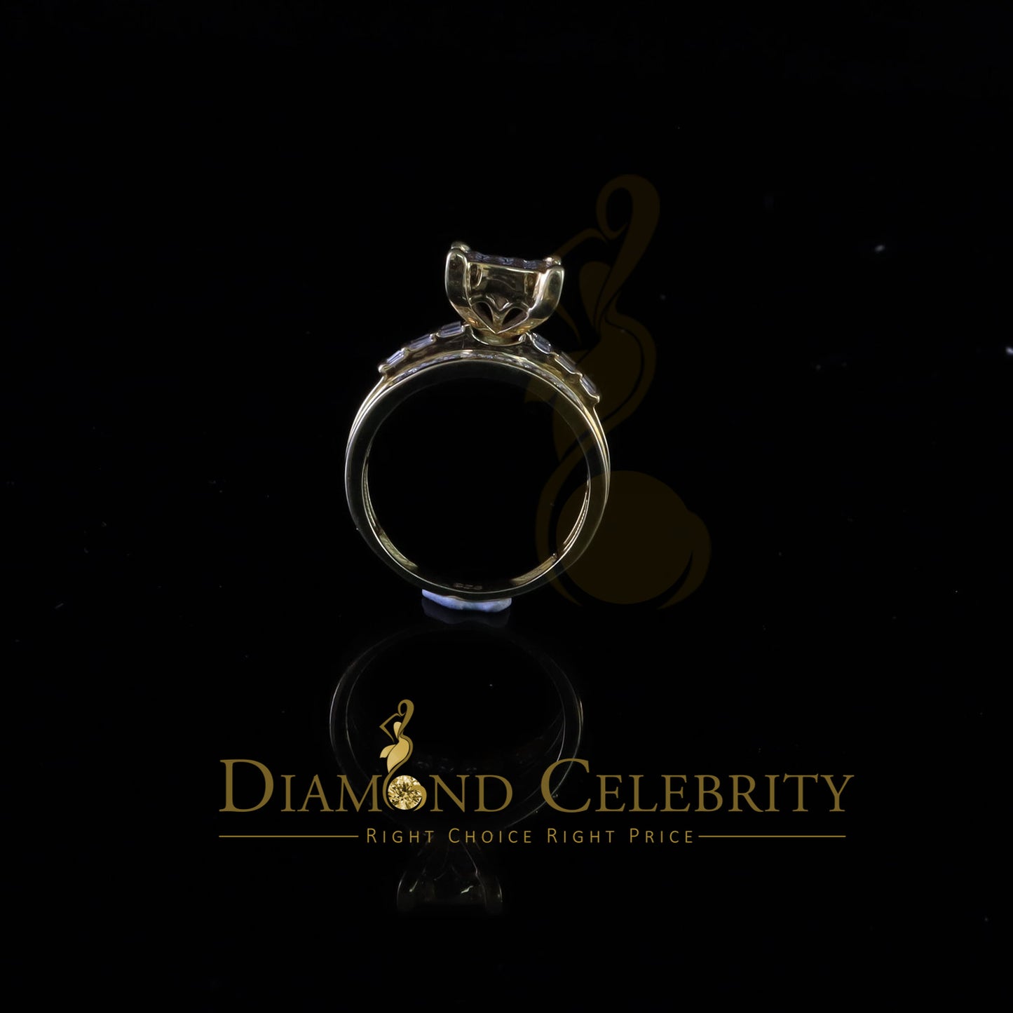 DiamondCelebritees Yellow Sterling Silver 3.00ct Cubic Zirconia Princes Engagement Ring Size 10