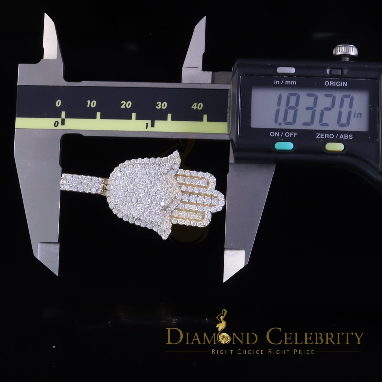 Diamondcelebritees Yellow Charm Hamsa Pendant 3.0ct VVS D Moissanite Sterling Silver Men's & Women