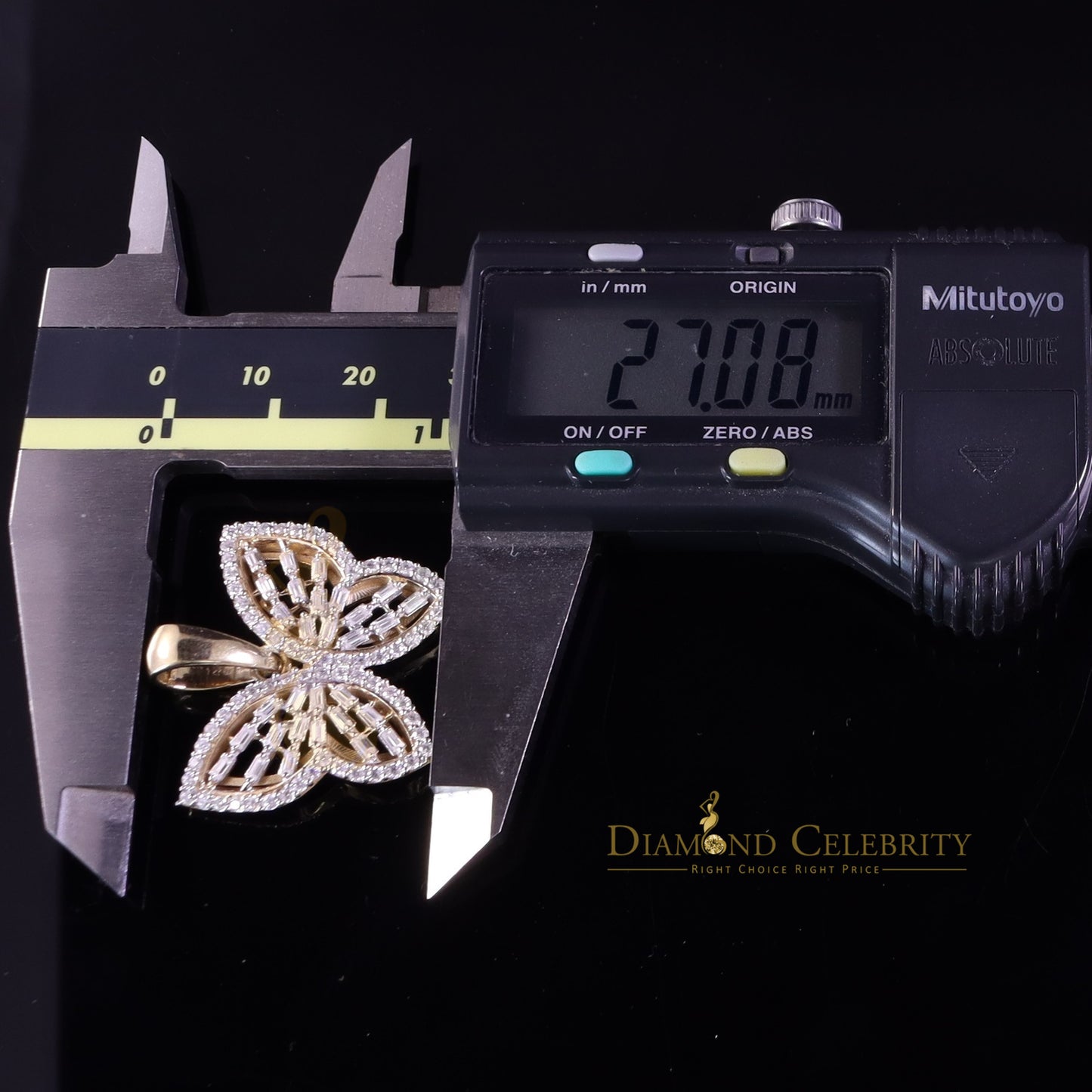 Diamondcelebritees Men's/Womens 925 Silver Yellow 1.75ct VVS 'D' Moissanite Butterfly Pendant