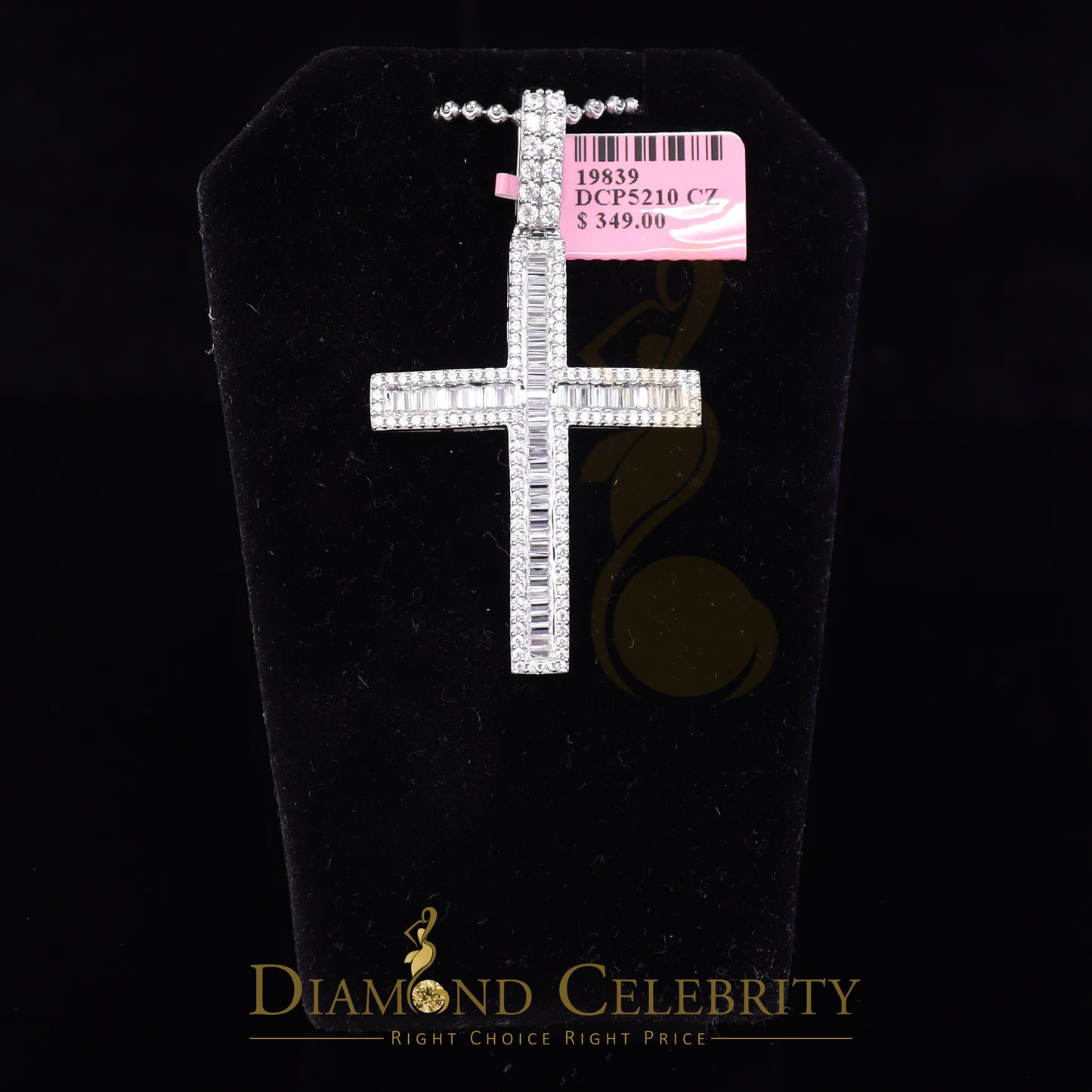 DiamondCelebritees Attractive 925 Sterling Silver Bug CROSS Pendant White 4.52ct Cubic Zirconia