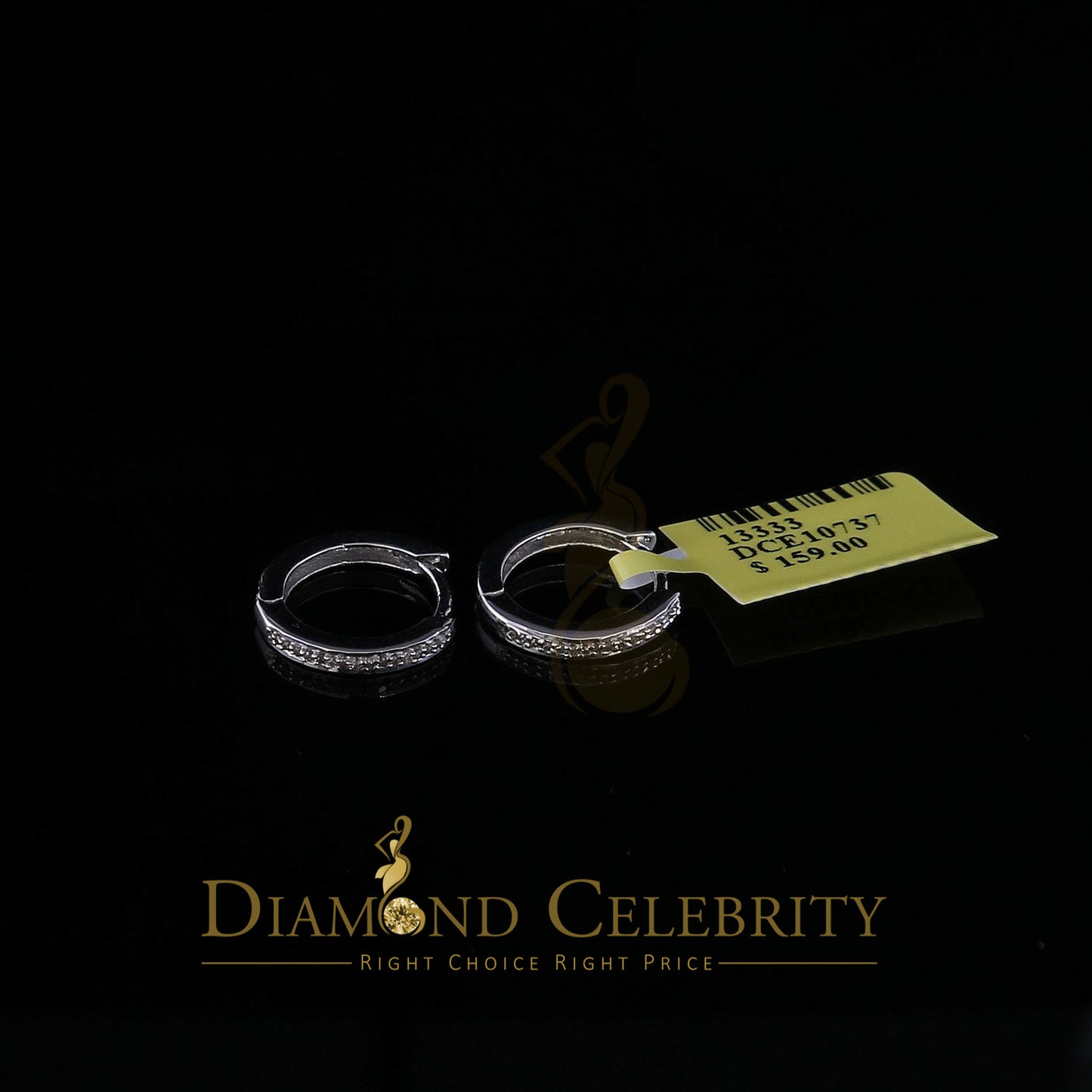 DiamondCelebritees 0.10ct Diamond 925 Sterling Silver White Hoop Stud Earrings For Men's / Women's