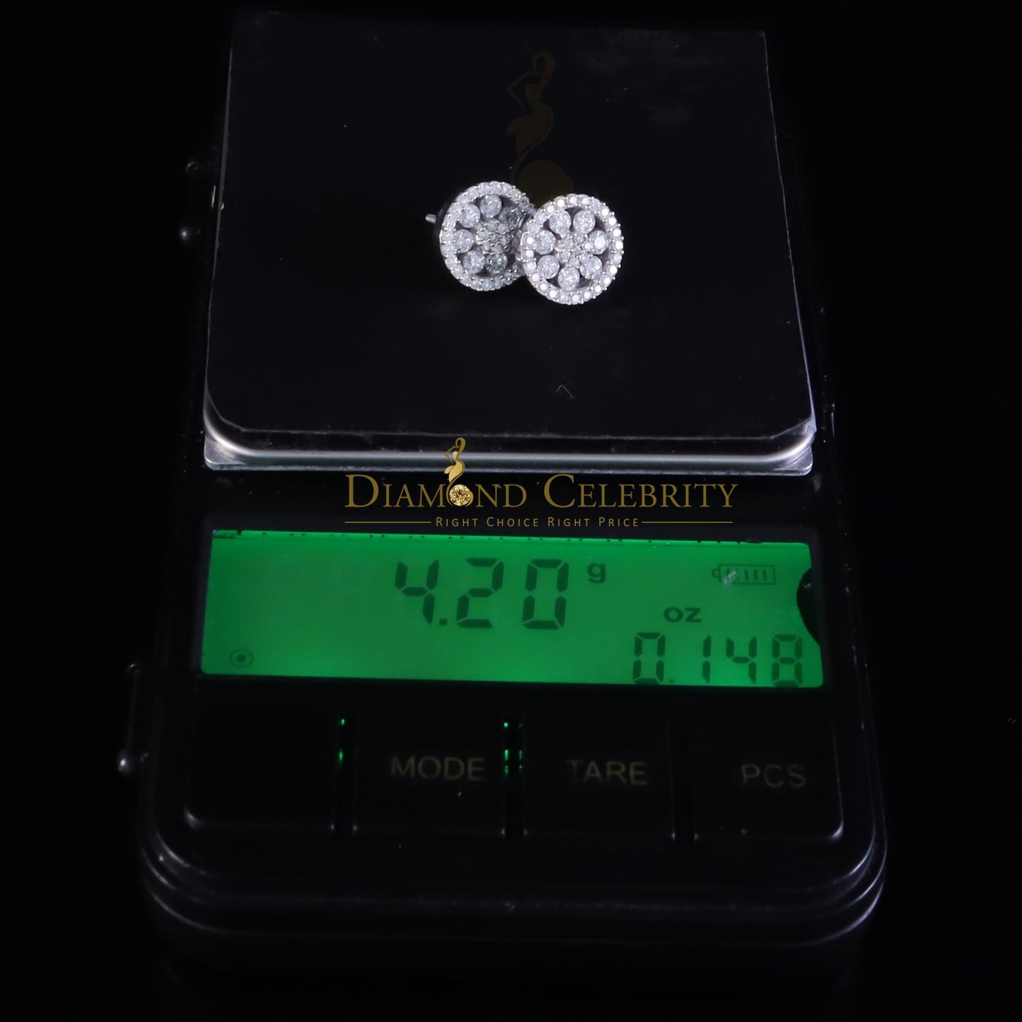 Diamondcelebritees New Earrings 925 Silver White Big Flower Stud 1.50ct VVS D Moissanite Men/Womens