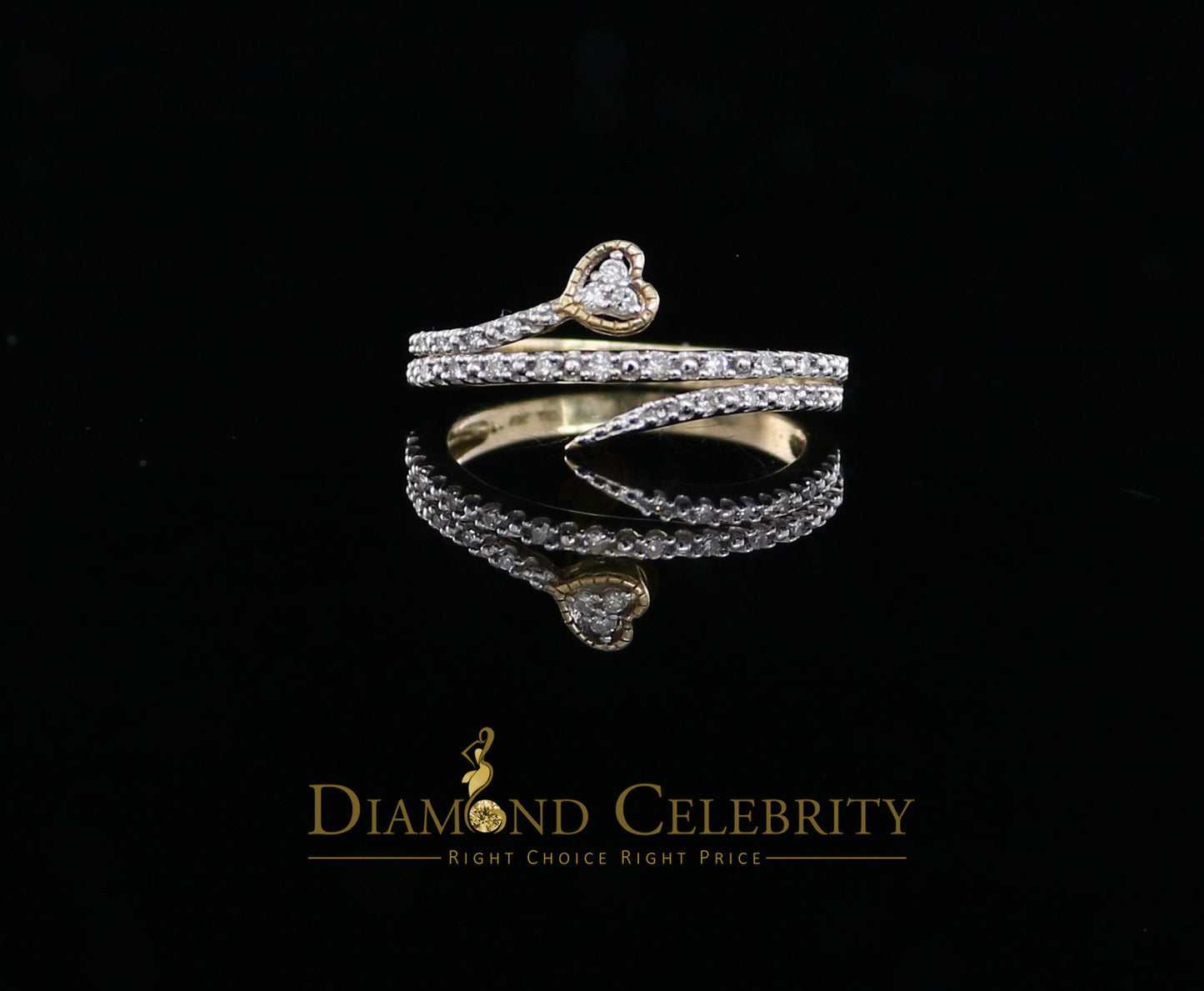 DiamondCelebritees Real 10kt Real Yellow Gold Real Diamond 0.12CT Heart Shape Womens Ring Size 7