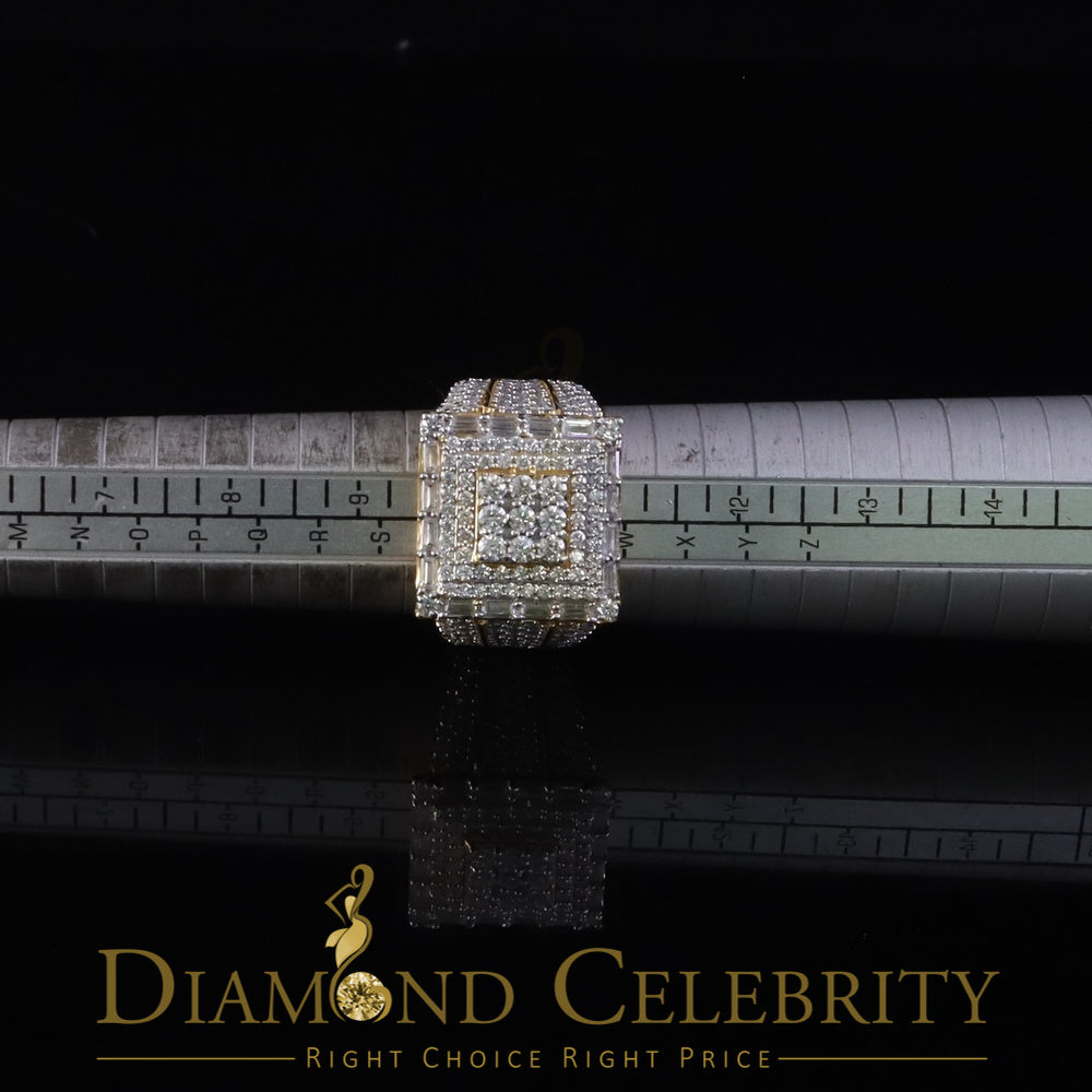 DiamondCelebritees Yellow 925 Silver 5.00ct VVS 'D' Moissanite Stone Rectangle Rings Size 10 Men's