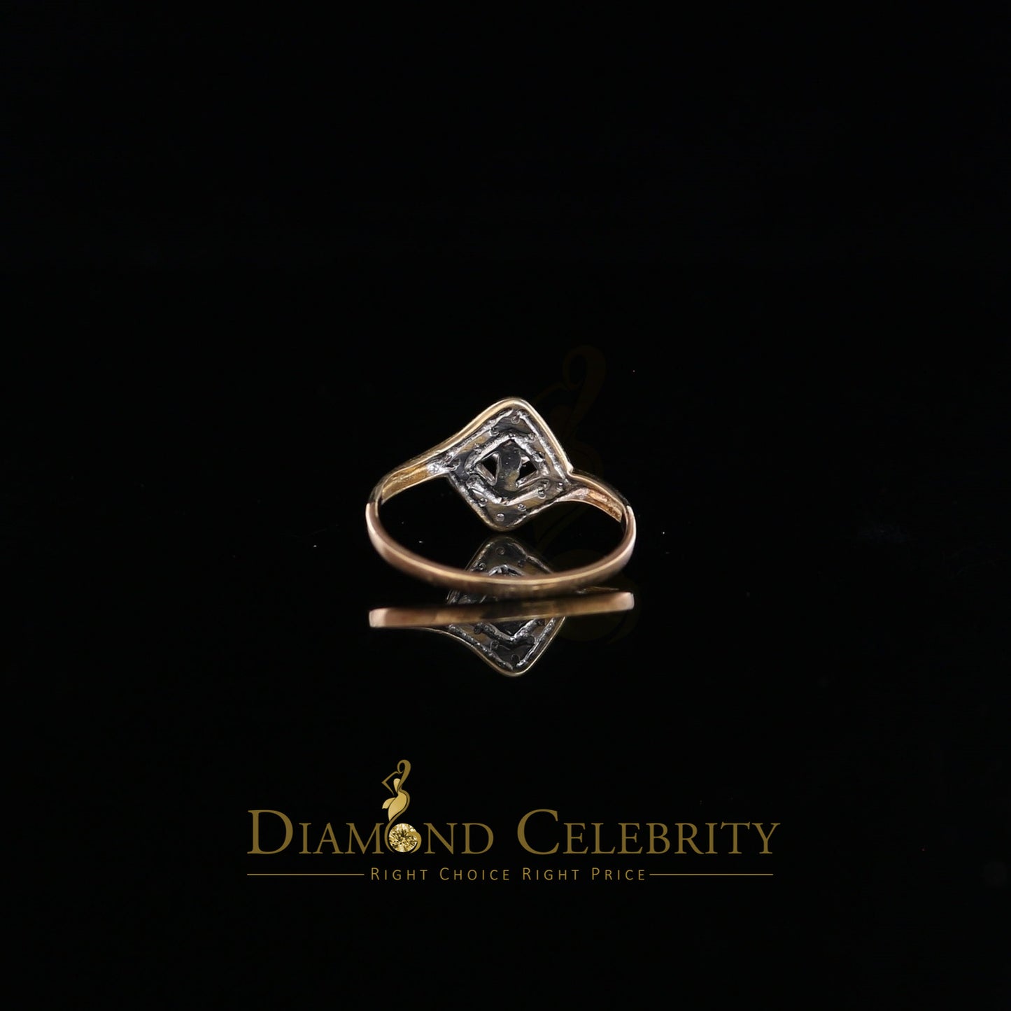 DiamondCelebritees Real 14kt Yellow Gold with 0.25CT Real Diamond FASHION Square Shape Ring Size 8