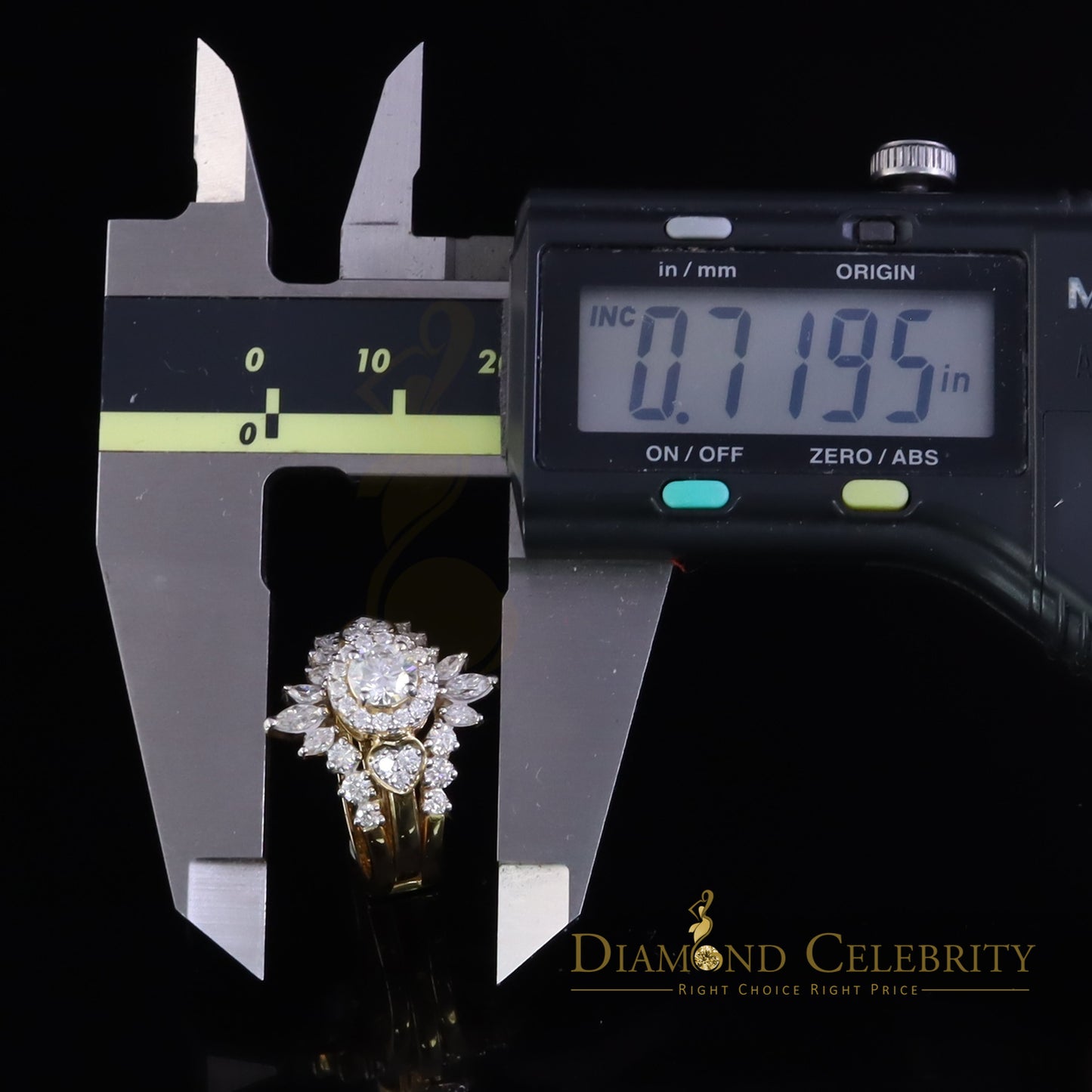 DiamondCelebritees 925 Silver Moissanite Yellow Solitaire Enhancer Guard Wrap Insert 2ct Ring SZ 7