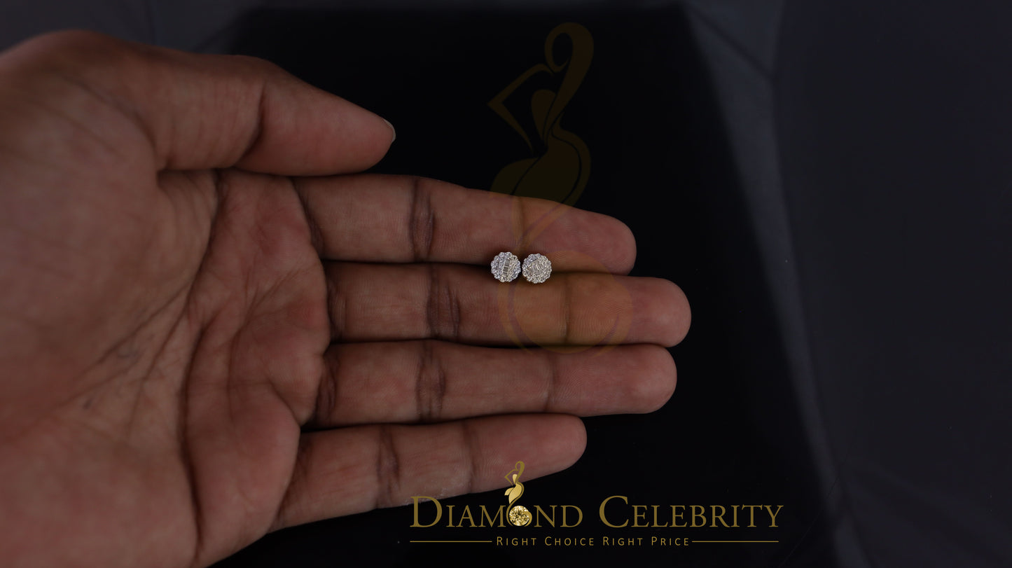 DiamondCelebritees 925 Yellow Sterling Silver 0.74ct Cubic Zirconia Women's Hip Hop Flower Earrings