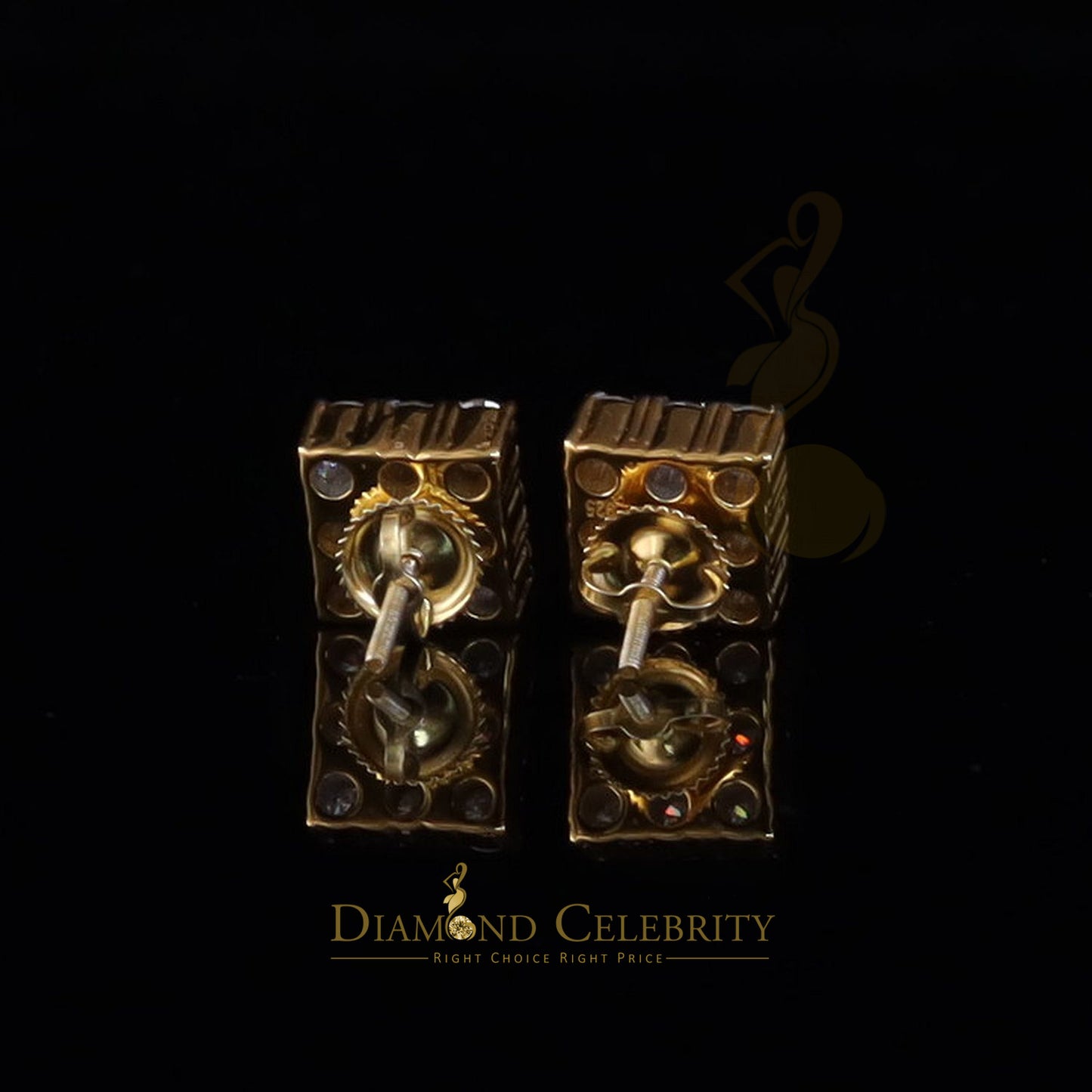 DiamondCelebritees Women's/Men's 925 Silver Yellow 2.00ct VVS 'D' Moissanite 9 Stone Stud Earrings