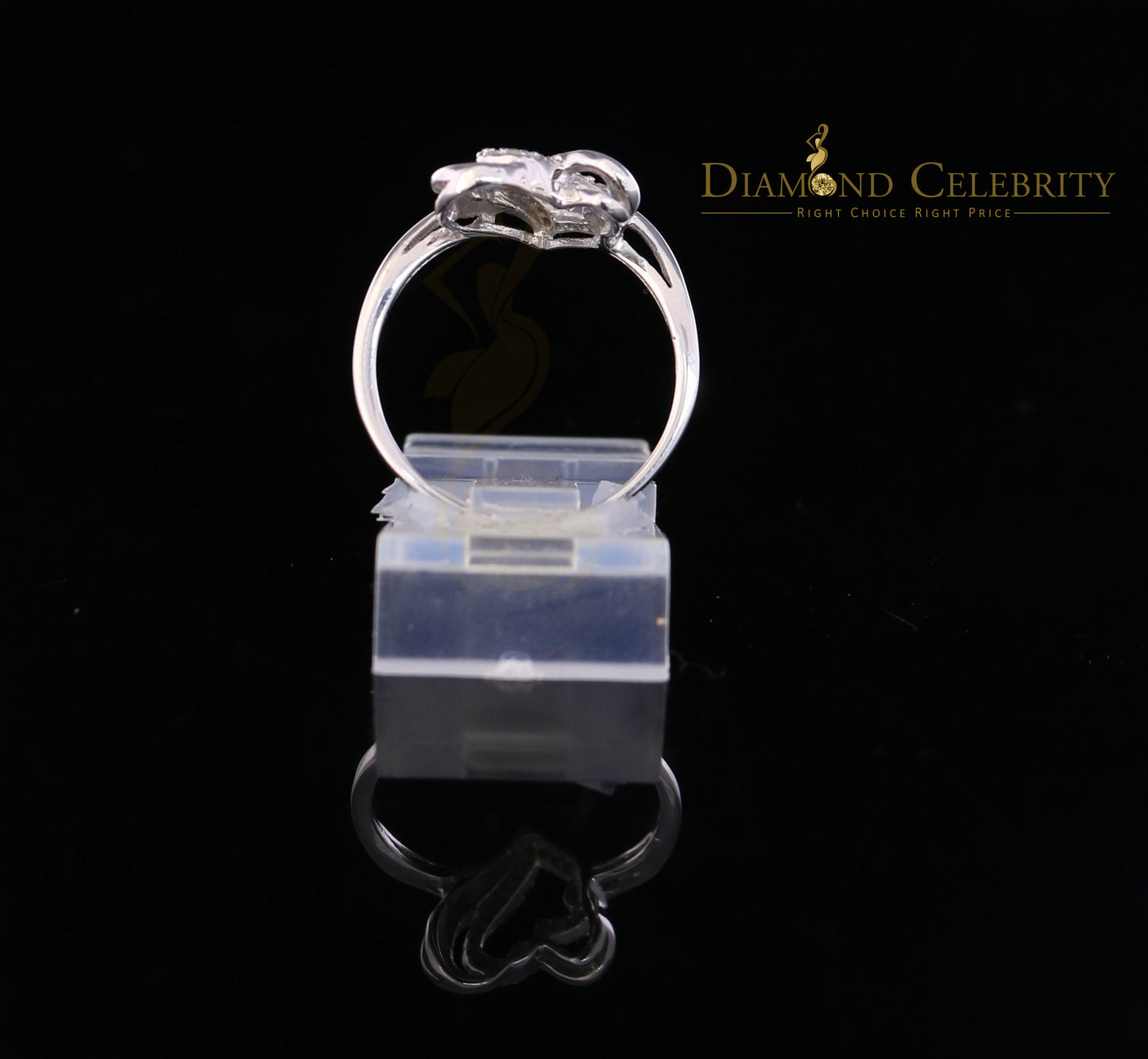 DiamondCelebritees 0.11 CT Real Diamond Womens Heart Shape 925 Sterling Silver White Ring Size 7