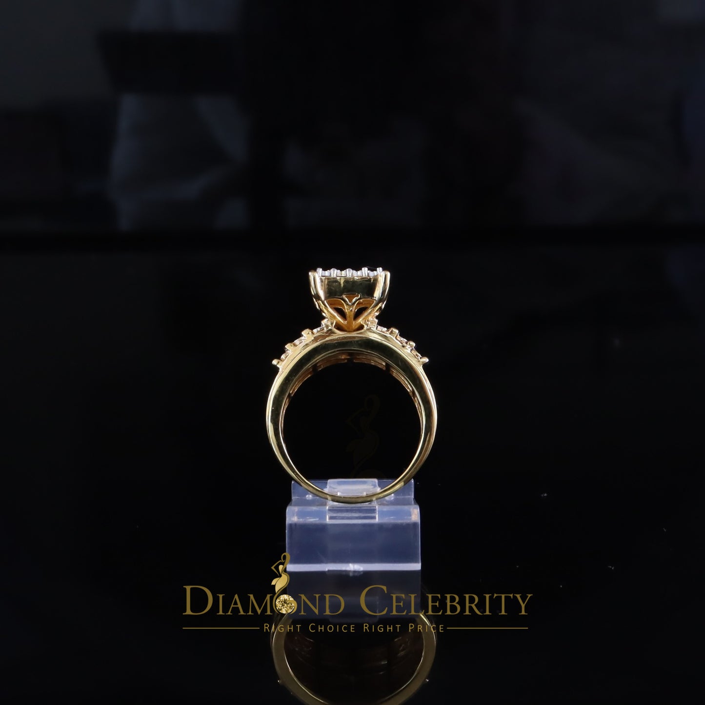 DiamondCelebritees Mirage 0.2ct Diamond Real Cinderella Rectangle 925Silver Yellow Womens Ring Sz 7