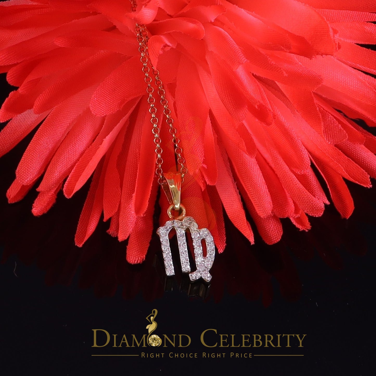 DiamondCelebritees 0.68ct Cubic Zirconia Silver Yellow VIRGO SEPTEMBER Month Pendant Men & Women