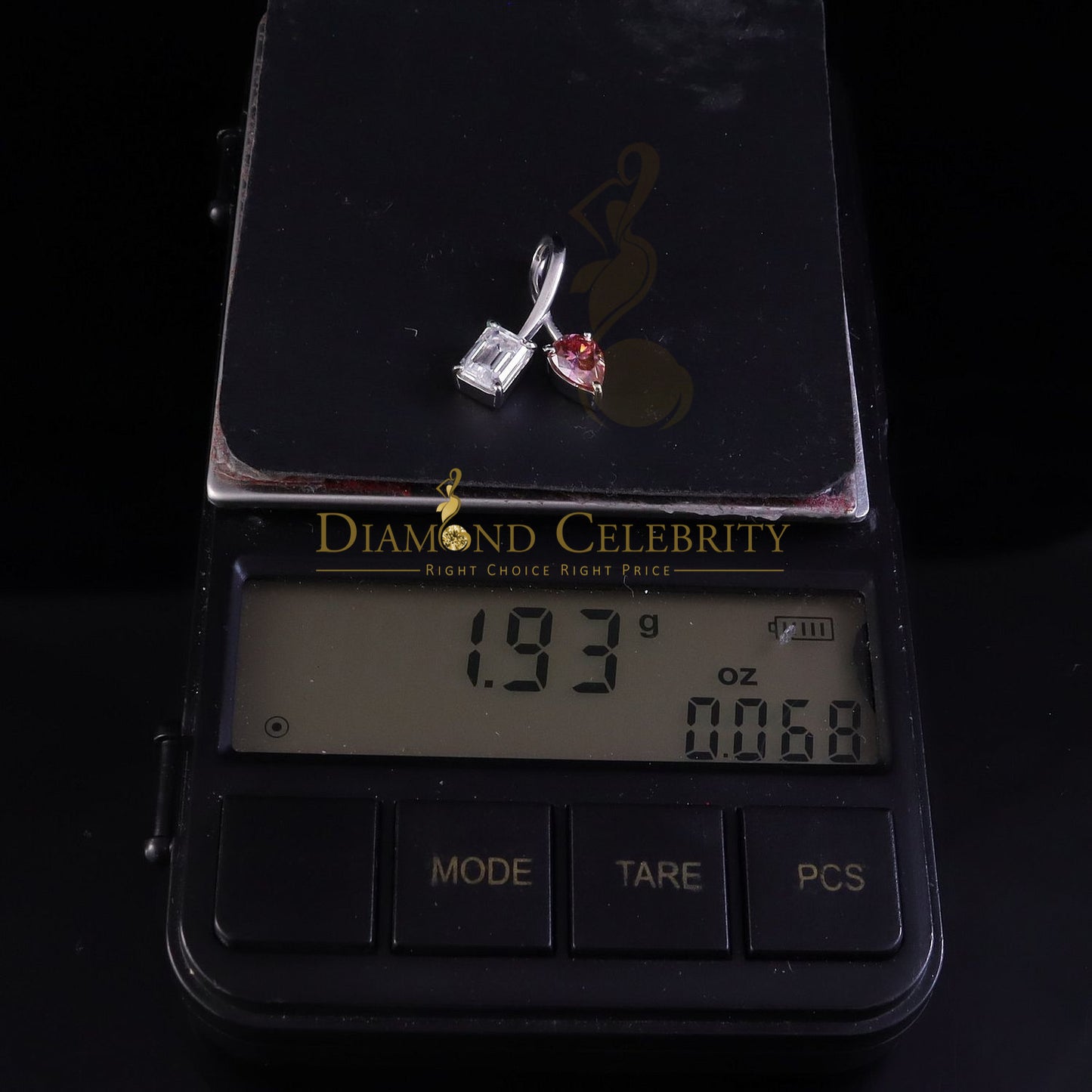 Diamondcelebritees Women's White 925 Silver White 2.00ct VVS 'D' Pink Moissanite Toi et Moi Pendant