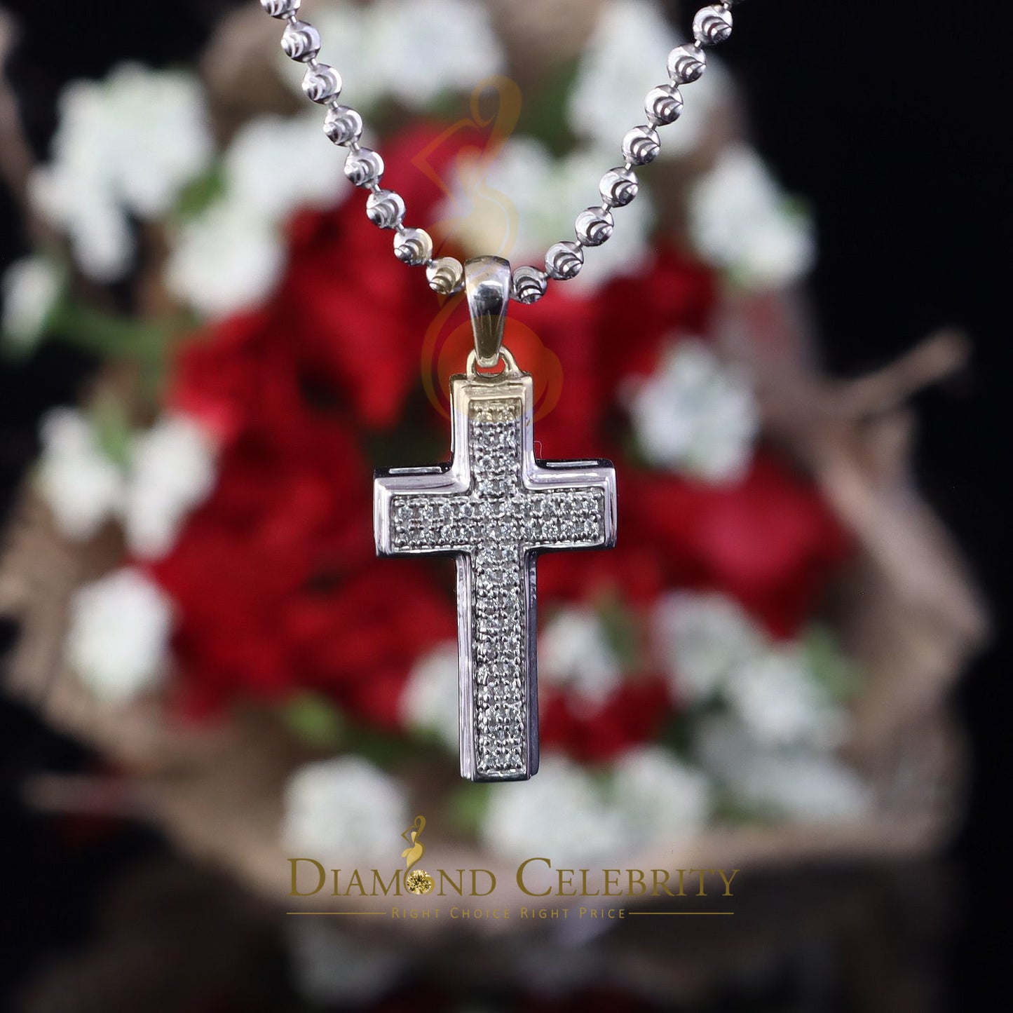 DiamondCelebritees Special White 925 Sterling Silver CROSS Shape Pendant with 0.48ct Cubic Zirconia