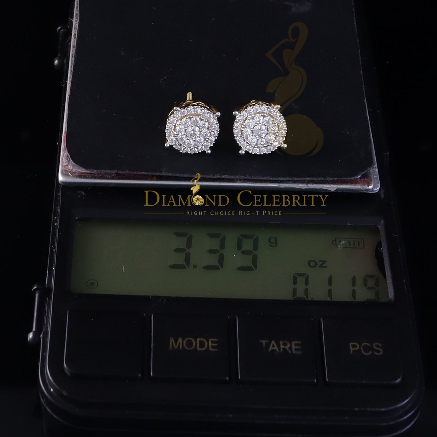 DiamondCelebritees Women's/Men's 925 Silver Yellow 1.00ct VVS 'D' Moissanite Round Stud Earrings