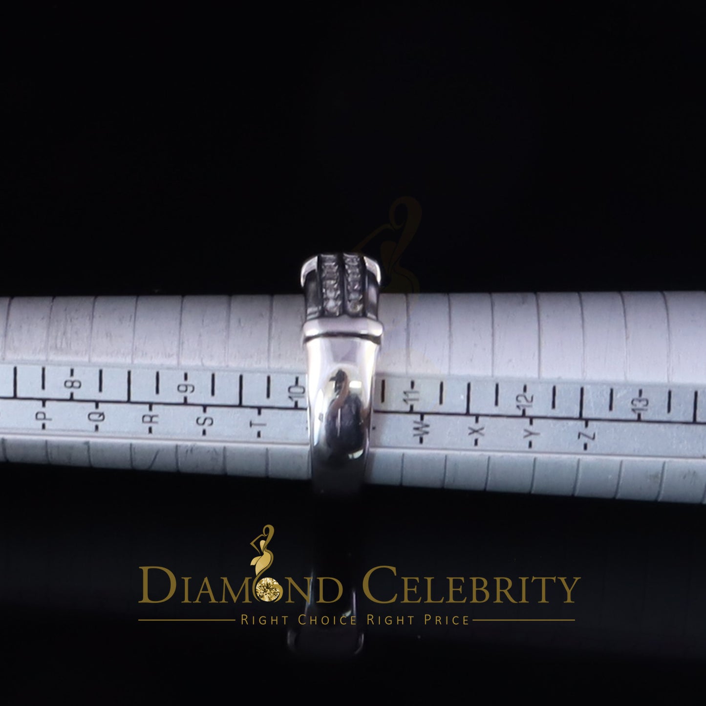 DiamondCelebritees 0.05cts Sterling White Double Row Men's Wedding Band Rings Size 10 In 925 Silver
