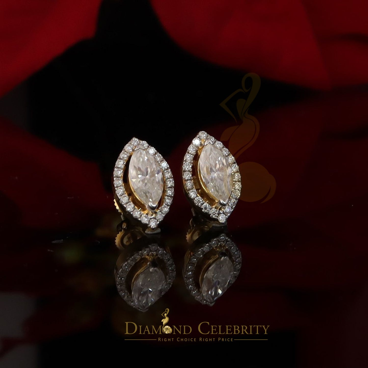 DiamondCelebritees Men's/Women's 925 Silver Yellow 2.50 ct VVS 'D' Moissanite Stud Earrings