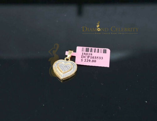 DiamondCelebritees Real 0.25ct Diamond 925 Sterling Silver HEART Charm Necklace Pendant in Yellow