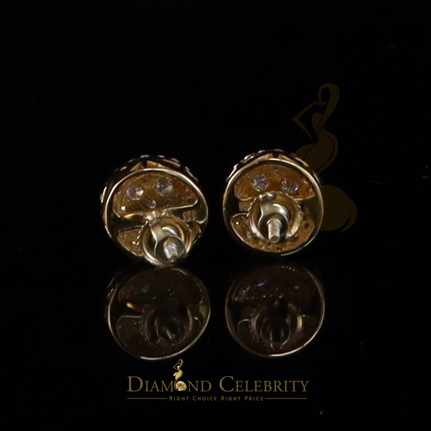 DiamondCelebritees 925 Silver Yellow 1.00ct VVS D Moissanite Round Stud Earring for Women's/Men's
