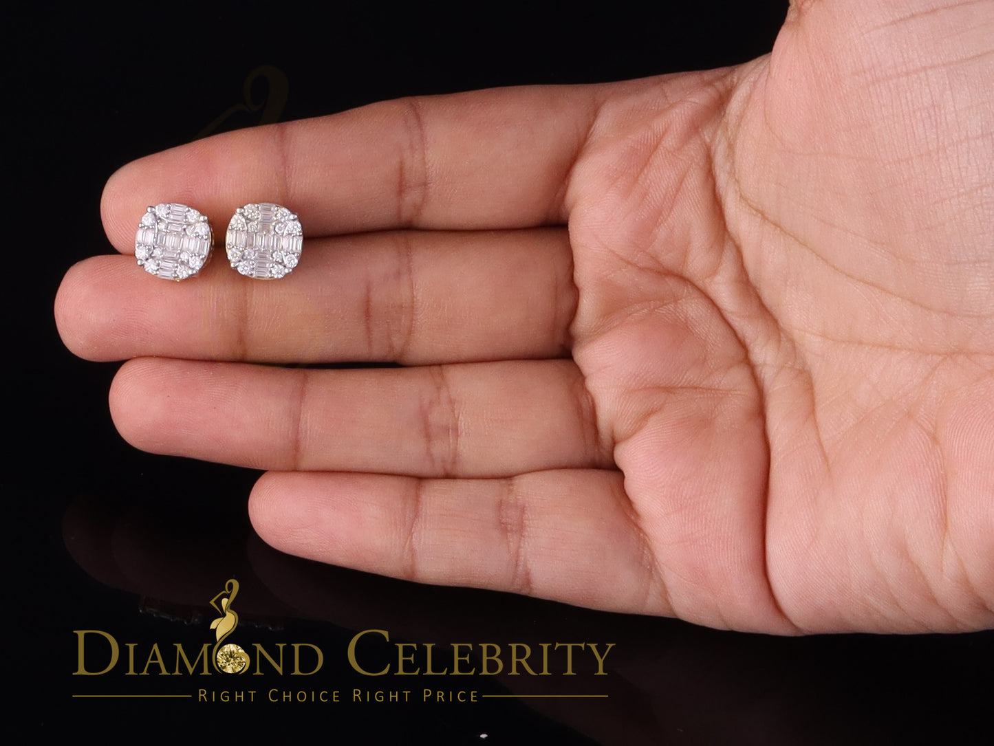 DiamondCelebritees Yellow Men's/Womens 925 Silver 2.00ct VVS 'D' Moissanite Round Stud Earrings