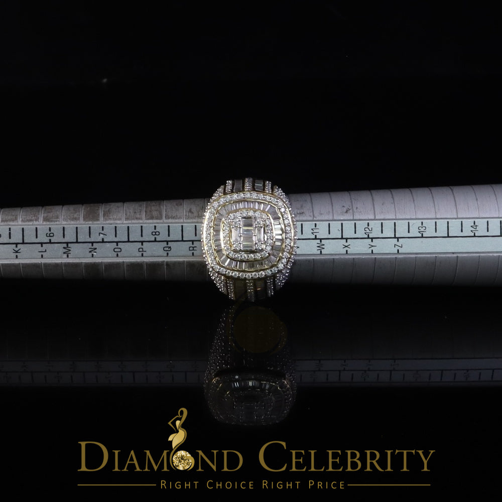 DiamondCelebritees Men's 925 Sterling Silver 5.50ct VVS 'D' Moissanite Yellow Round Rings Size 10