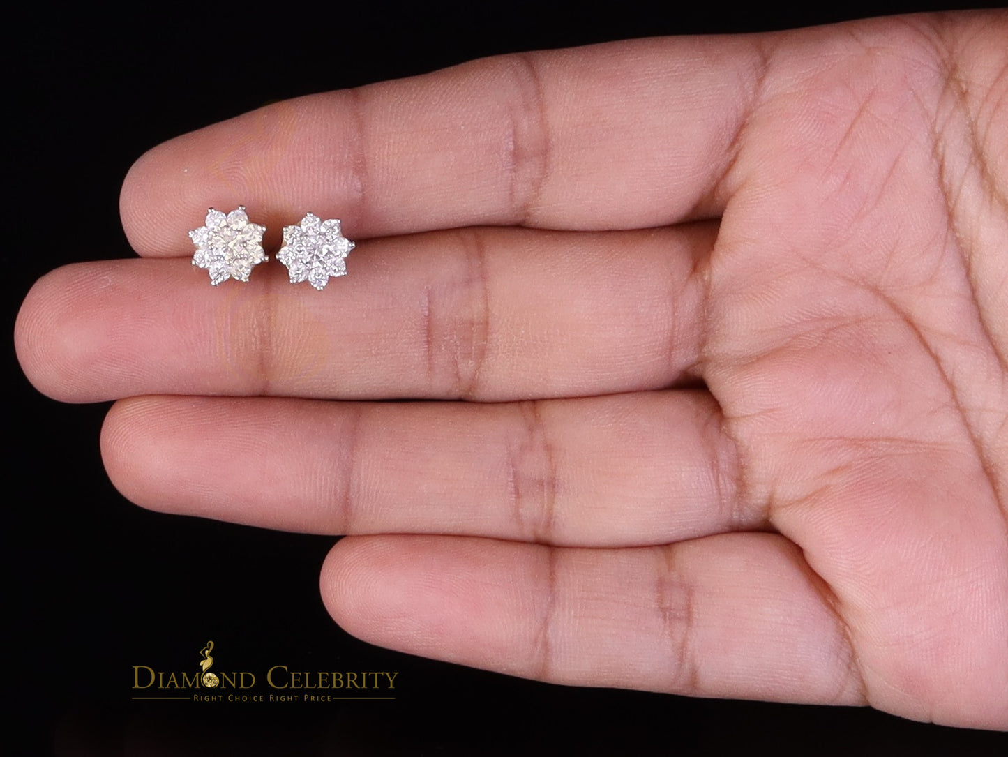 DiamondCelebritees Yellow Men's/Womens 925 Silver 1.00ct VVS 'D' Moissanite Floral Stud Earrings