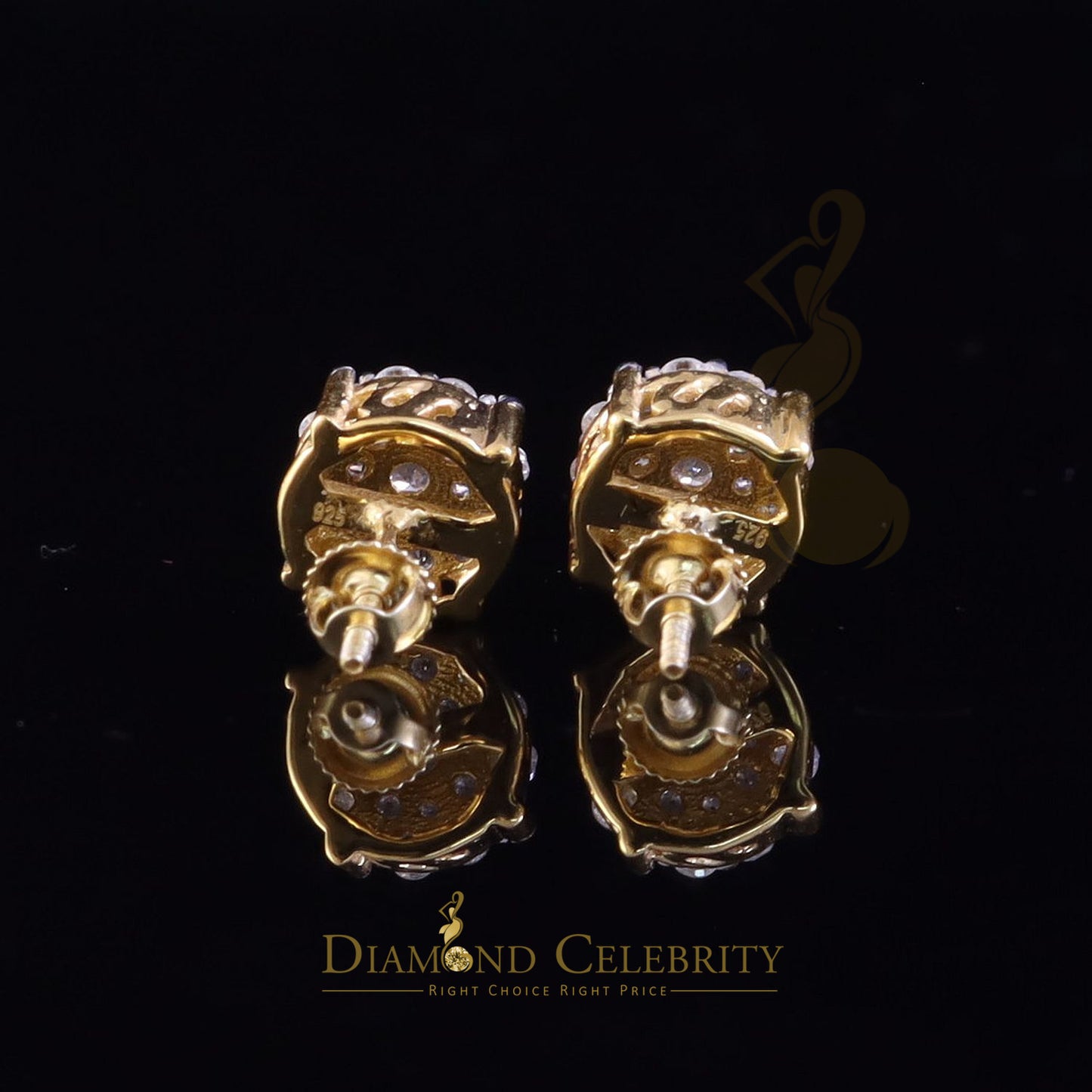 DiamondCelebritees New Women's/Mens 925 Silver Yellow 1.00ct VVS D Moissanite Round Stud Earrings