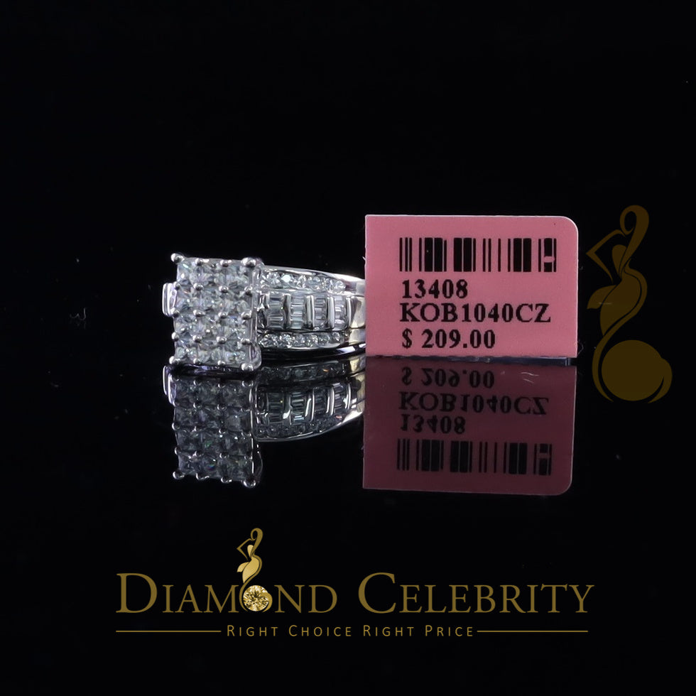 DiamondCelebritees 925 White Silver Square 1.10ct Cubic Zirconia Engagement Womens Ring Size 6.5