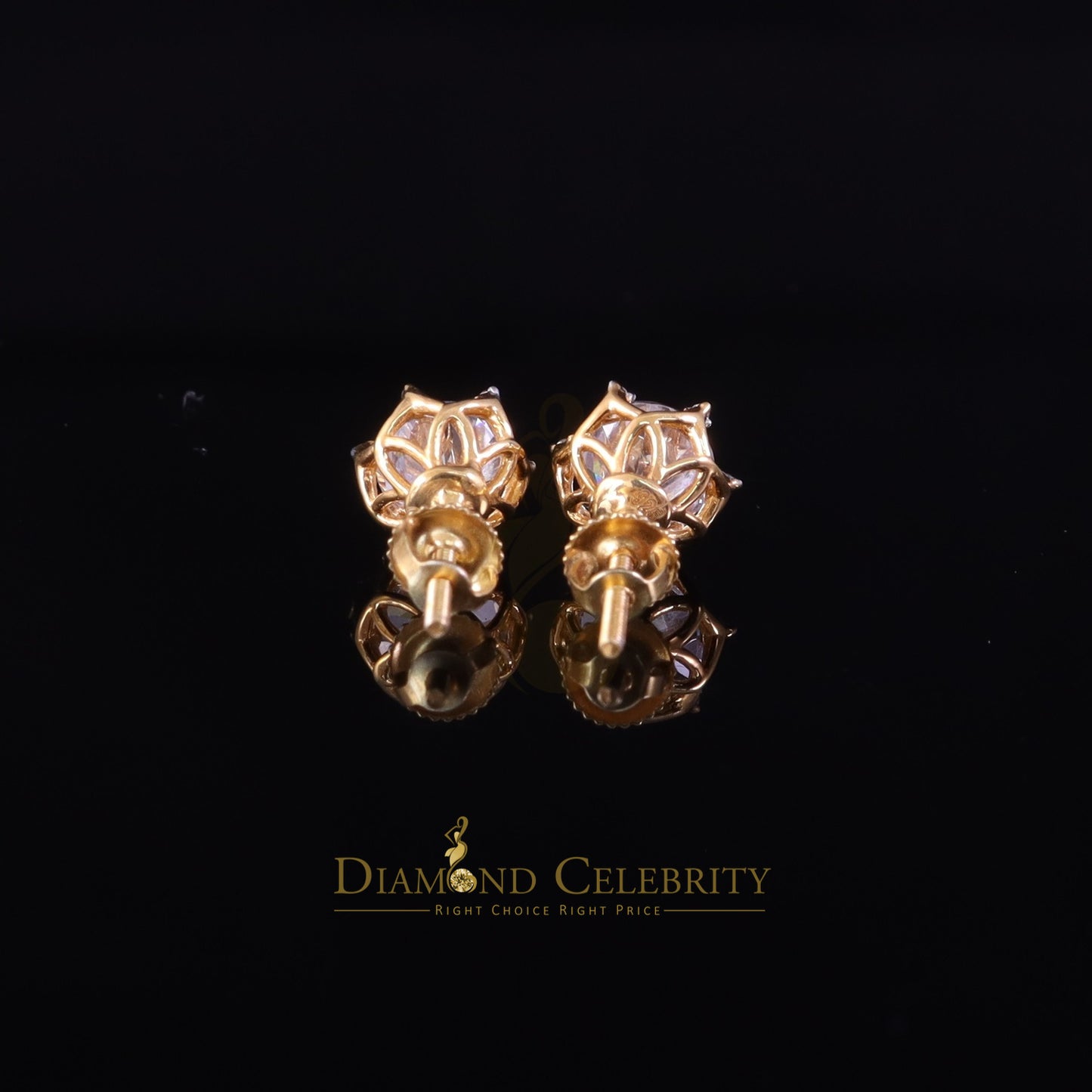 DiamondCelebritees Men's/Womens 925 Silver Yellow 1.50ct VVS 'D' Moissanite Stone Round Earrings