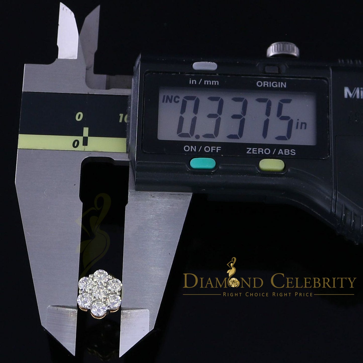 DiamondCelebritees 2.66ct Cubic Zirconia 925 Yellow Silver Women's & Men's Hip Hop Floral Earrings