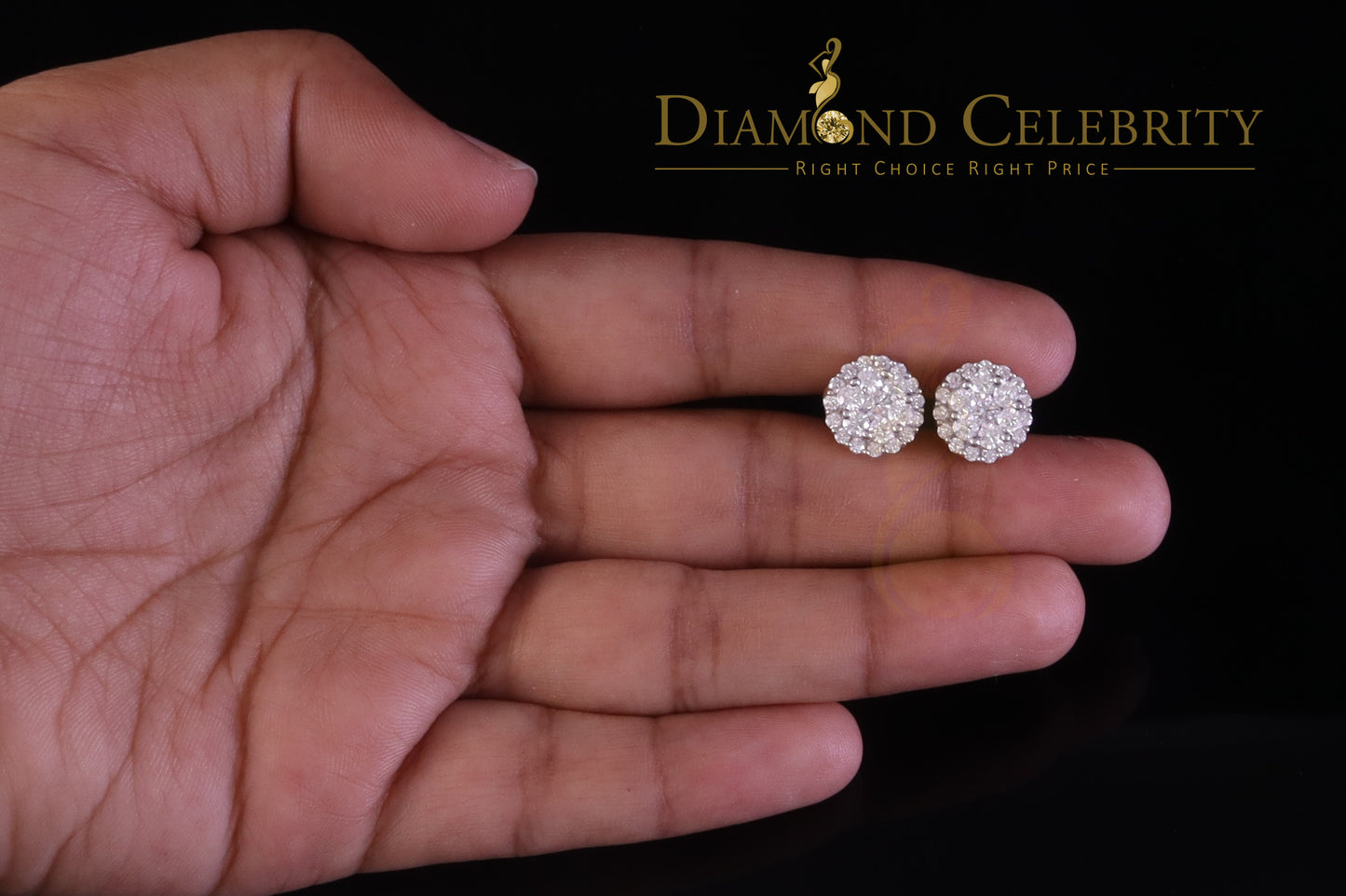 DiamondCelebritees Men's/Womens 925 Silver Yellow 2.00ct VVS 'D' Moissanite Round Stud Earrings