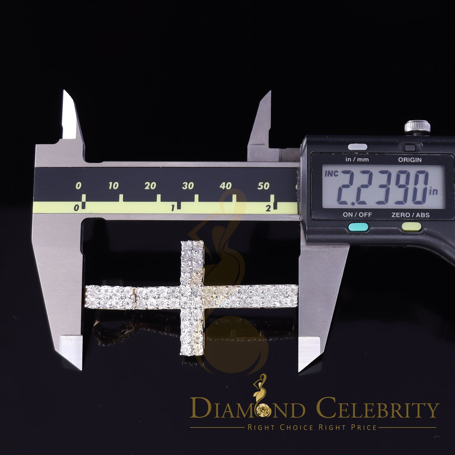 DiamondCelebritees Real 0.33ct Diamond Sterling Silver Yellow CROSS Charm Fashion Necklace Pendant