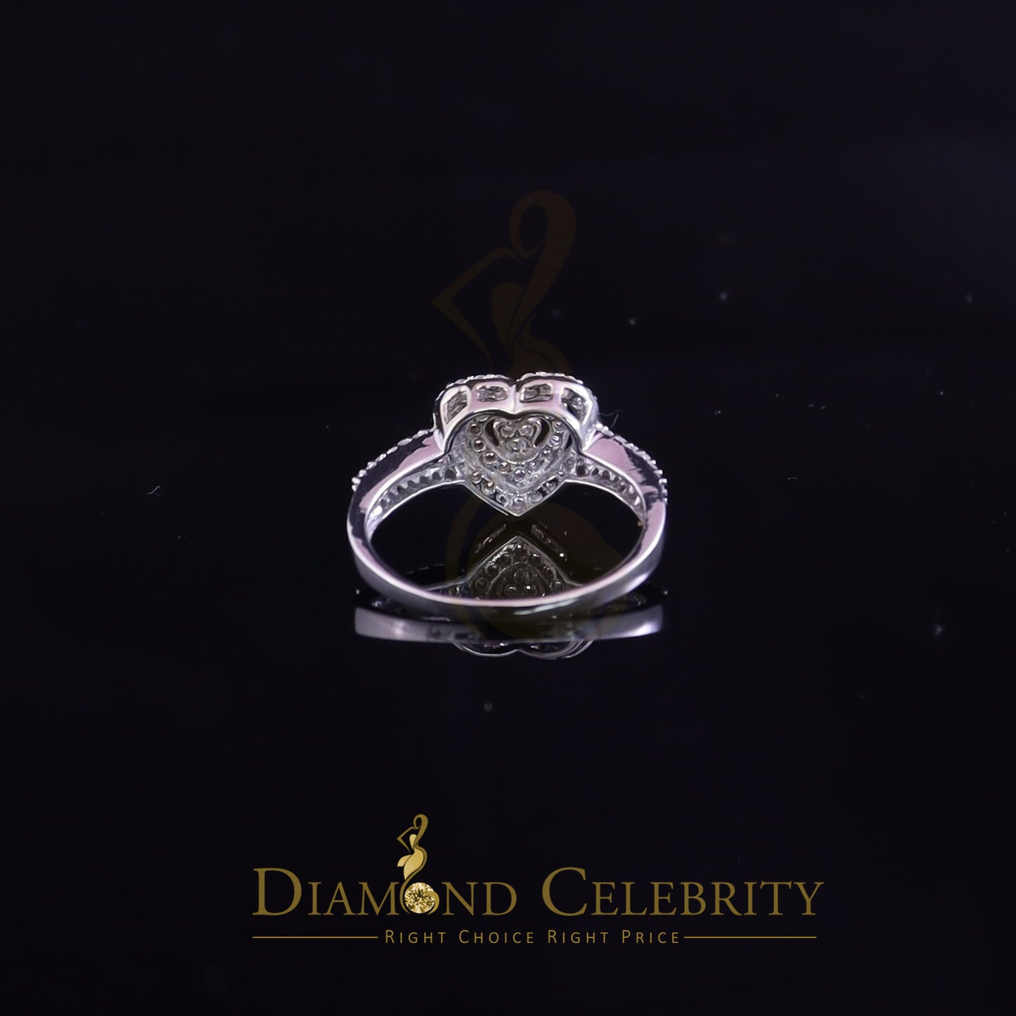 DiamondCelebritees 0.63ct Cubic Zirconia 925 Silver White Shiny Heart Engagement Womens Ring Size 7