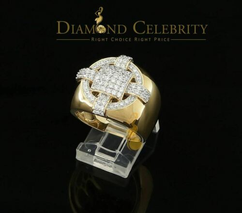 DiamondCelebritees Yellow Silver Square 1.70ct Cubic Zirconia Men Adjustable Ring From SZ 9 to 11