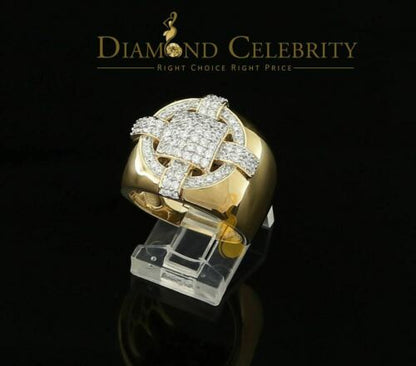 DiamondCelebritees Yellow Silver Square 1.70ct Cubic Zirconia Men Adjustable Ring From SZ 9 to 11