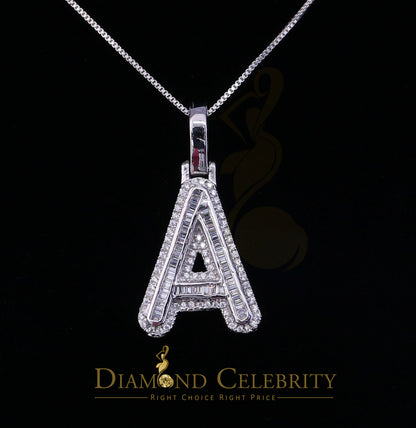 DiamondCelebritees White Bugutte Initial All Alphabet Sterling Silver Pendant with Cubic Zirconia