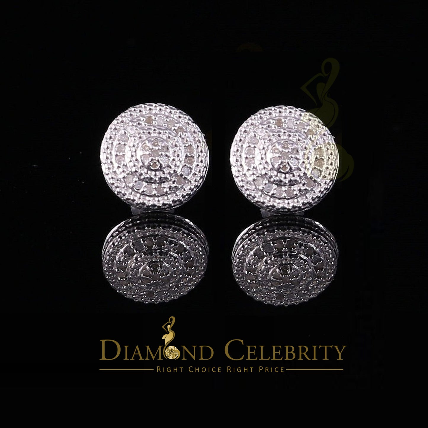 DiamondCelebritees 0.15ct Diamond 925 Sterling Silver White Round Earrings For Men 's / Women's