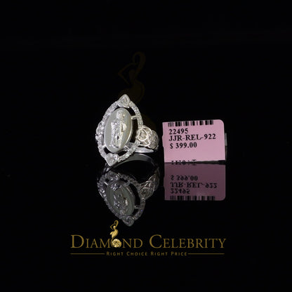 DiamondCelebritees White 925 Silver Saint Jude Thaddeus CZ Women's Medallion Religious Ring SZ 6