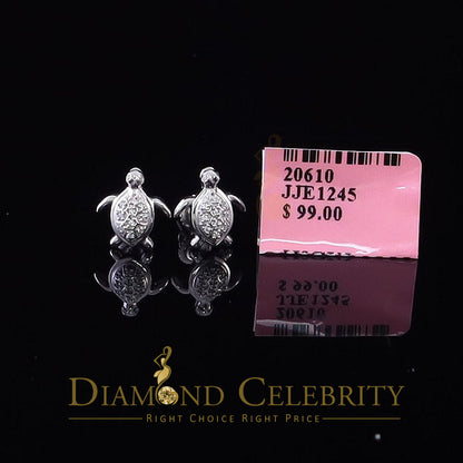 DiamondCelebritees  Women's 0.14ct Cubic Zirconia Turtle Stud Earrings White 925 Sterling Silver