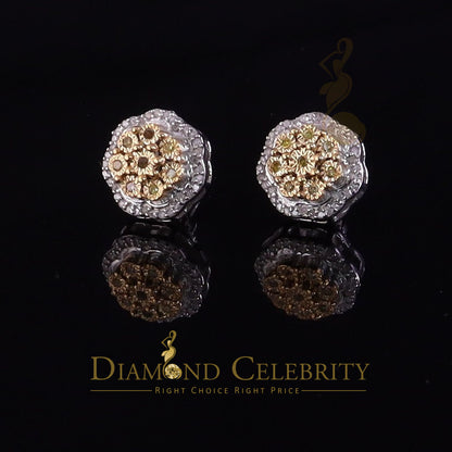 DiamondCelebritees 925 Sterling White Silver Flower Shape Miracle Plate 0.15ct Real Diamond Earring