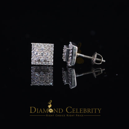 DiamondCelebritees  925 White Sterling Silver 0.74ct Cubic Zirconia Square Women's Stud Earrings