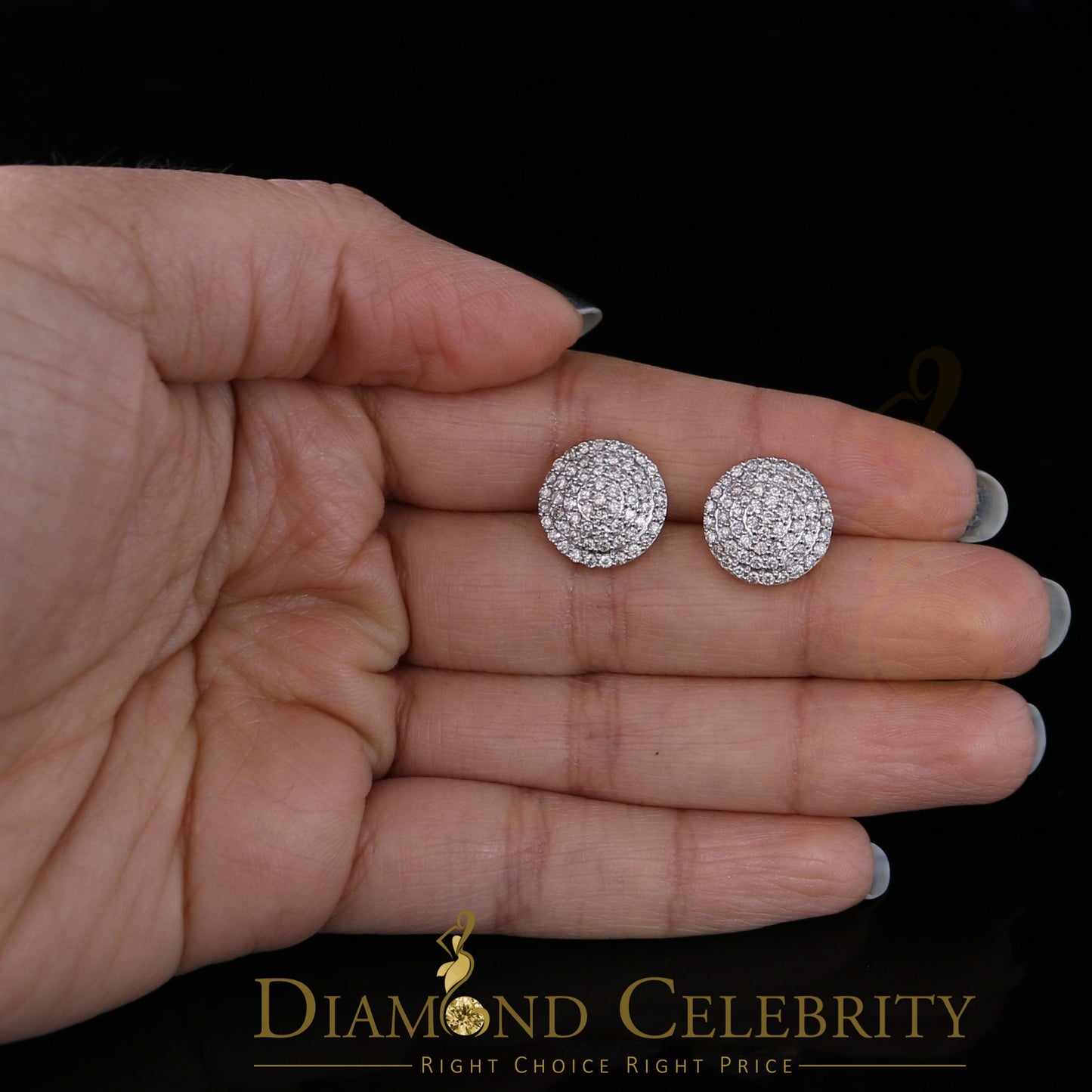 DiamondCelebritees 10K Real Yellow Gold Real Diamond 1.25CT Men's/Women's Stud Round Earring